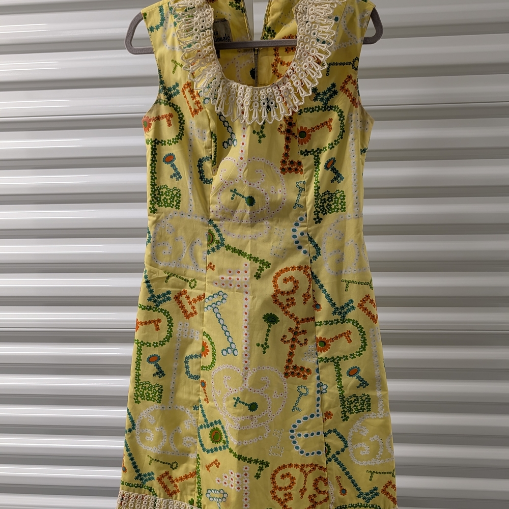 Vintage 60's Shifts International Miami Hand Screened Key Print Shift Dress
